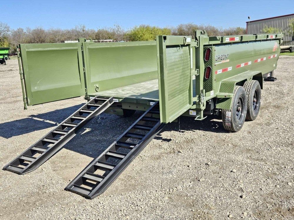 14' LZ7 Dump Trailer 36" Walls - Scissor Lift - 14K GWVR - 14ply Tires - 3 Way Door - Ramps - Dump Trailers - Stryker Dealership Group
