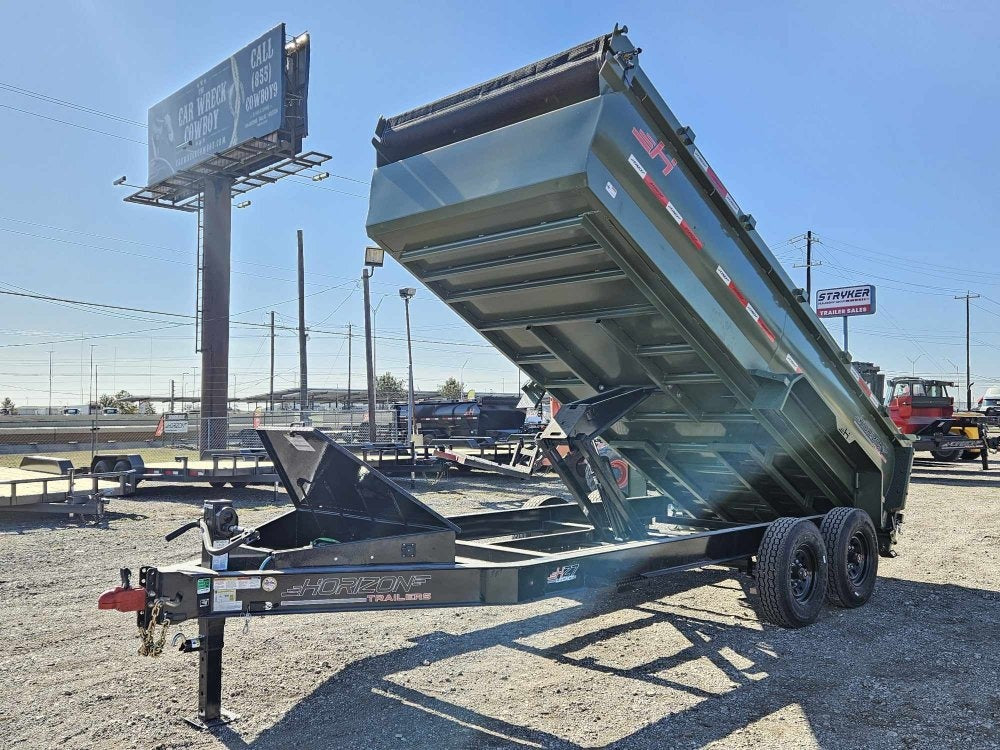 14' LZ7 Dump Trailer 36" Walls - Scissor Lift - 14K GWVR - 14ply Tires - 3 Way Door - Ramps - Dump Trailers - Stryker Dealership Group