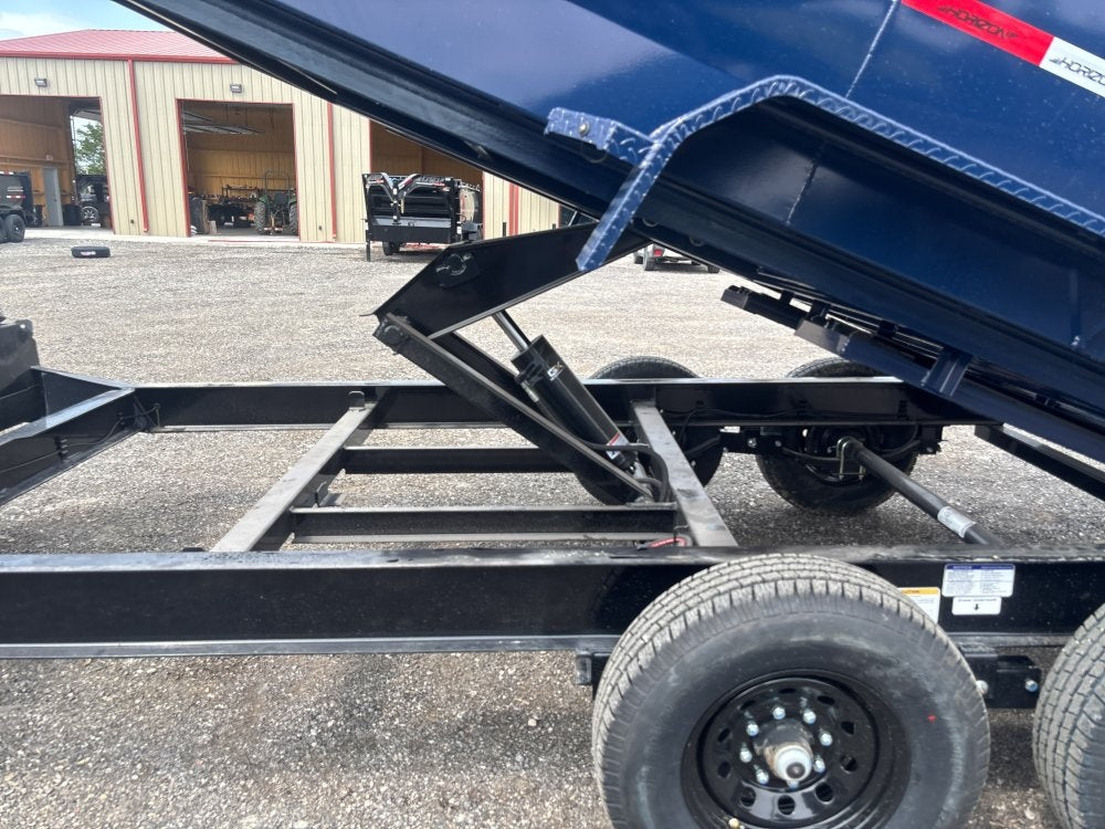14' LZ7 Dump Trailer 42" Walls - Scissor Lift - 14K GWVR - 14ply Tires - 3 Way Door - Ramps - DT2 Contractor - Stryker Dealership Group