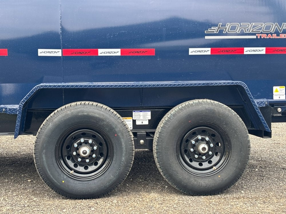 14' LZ7 Dump Trailer 42" Walls - Scissor Lift - 14K GWVR - 14ply Tires - 3 Way Door - Ramps - DT2 Contractor - Stryker Dealership Group