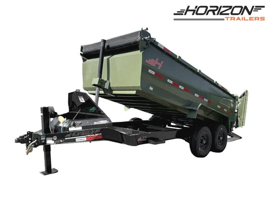 14' LZ7 Dump Trailer 42" Walls - Telescopic Lift - 14K GWVR - Hydraulic Jacks - 3 Way Door - Ramps - Bumper Pull Dump/Dump Trailers - Stryker Dealership Group