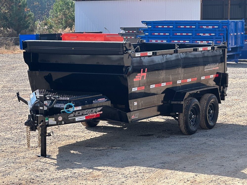 14' LZ7 Dump Trailer 50" Walls - Scissor Lift - 14K GWVR - 14ply Tires - 3 Way Door - Ramps - DT2 Contractor/Dump Trailers - Stryker Dealership Group