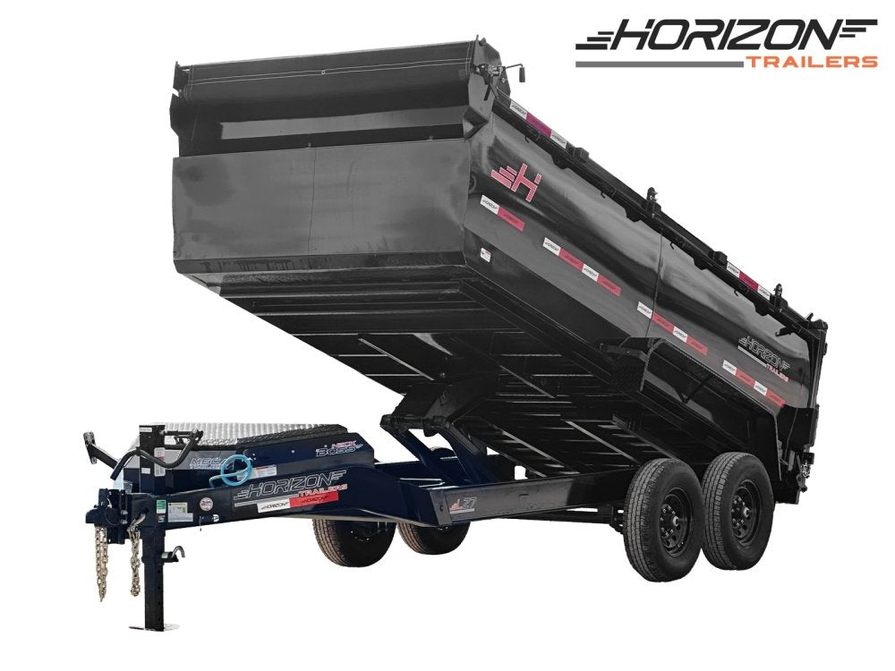 14' LZ7 Dump Trailer 50" Walls - Scissor Lift - 14K GWVR - 14ply Tires - 3 Way Door - Ramps - DT2 Contractor/Dump Trailers - Stryker Dealership Group