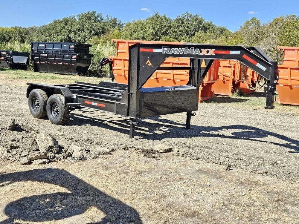 14' RawMaxx Bumper Pull Roll Off Package (2) 7k Axles + 3 Bins w/ 4' Walls - Roll Off Base Trailer/RO 14' Gooseneck - Stryker Dealership Group