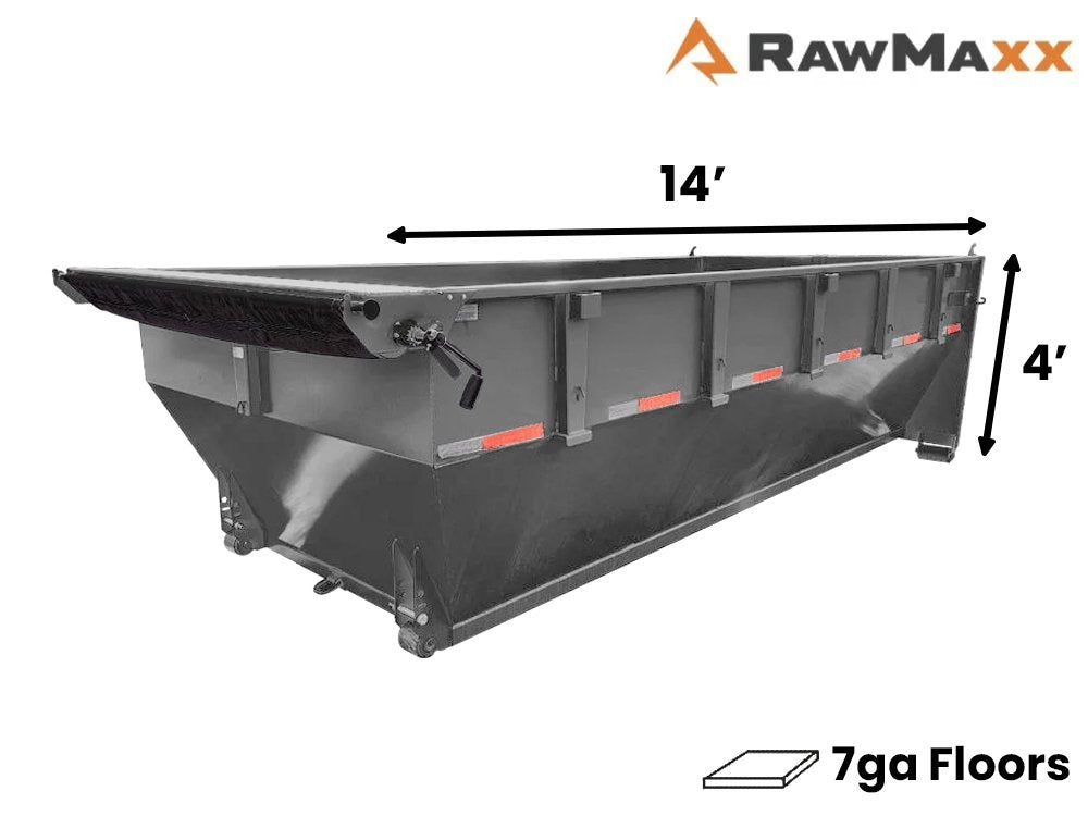 14' RDX Roll Off Bin 4' Walls - Gray - #RDX116402 - 14x4 Bin/Roll Off Bin - Stryker Dealership Group