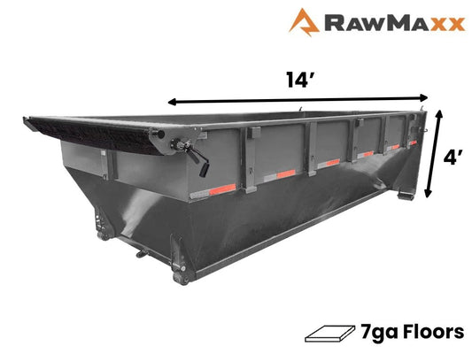 14' RDX Roll Off Bin 4' Walls - Gray - #RDX116402 - 14x4 Bin/Roll Off Bin - Stryker Dealership Group