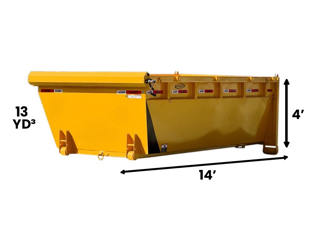 14' Roll Off Bin - 4' Side Wall - 7 Gauge Floor - Cat Yellow - #9847-35 - 14x4 Bin/Roll Off Bin - Stryker Dealership Group