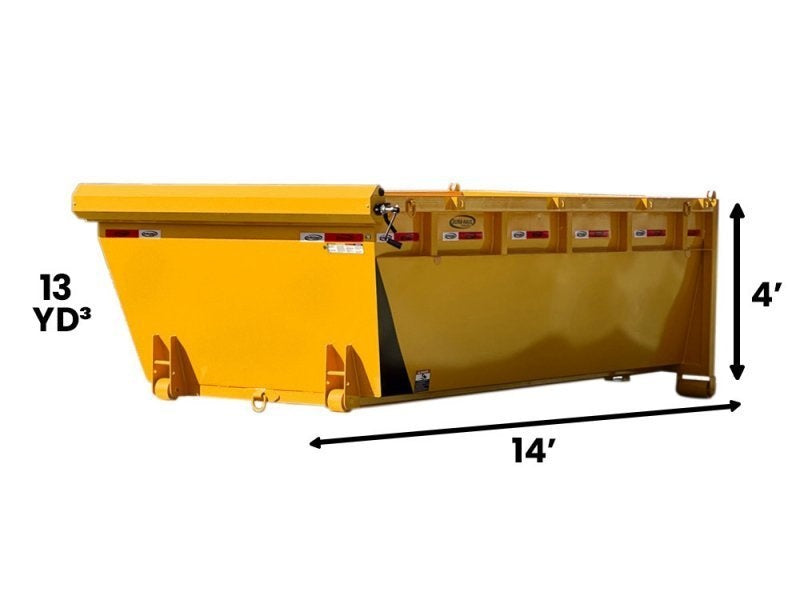 14' Roll Off Bin - 4' Side Wall - 7 Gauge Floor - Cat Yellow - #9848-39 - 14x4 Bin/Roll Off Bin - Stryker Dealership Group