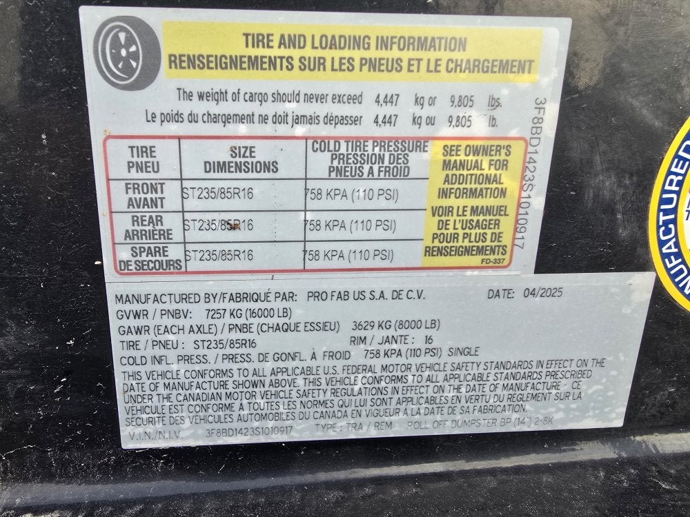 14' RRO Roll Off Base Trailer (2) 8K Axles, Winch - Roll Off Base Trailer/RO 14' Bumper Pull - Stryker Dealership Group