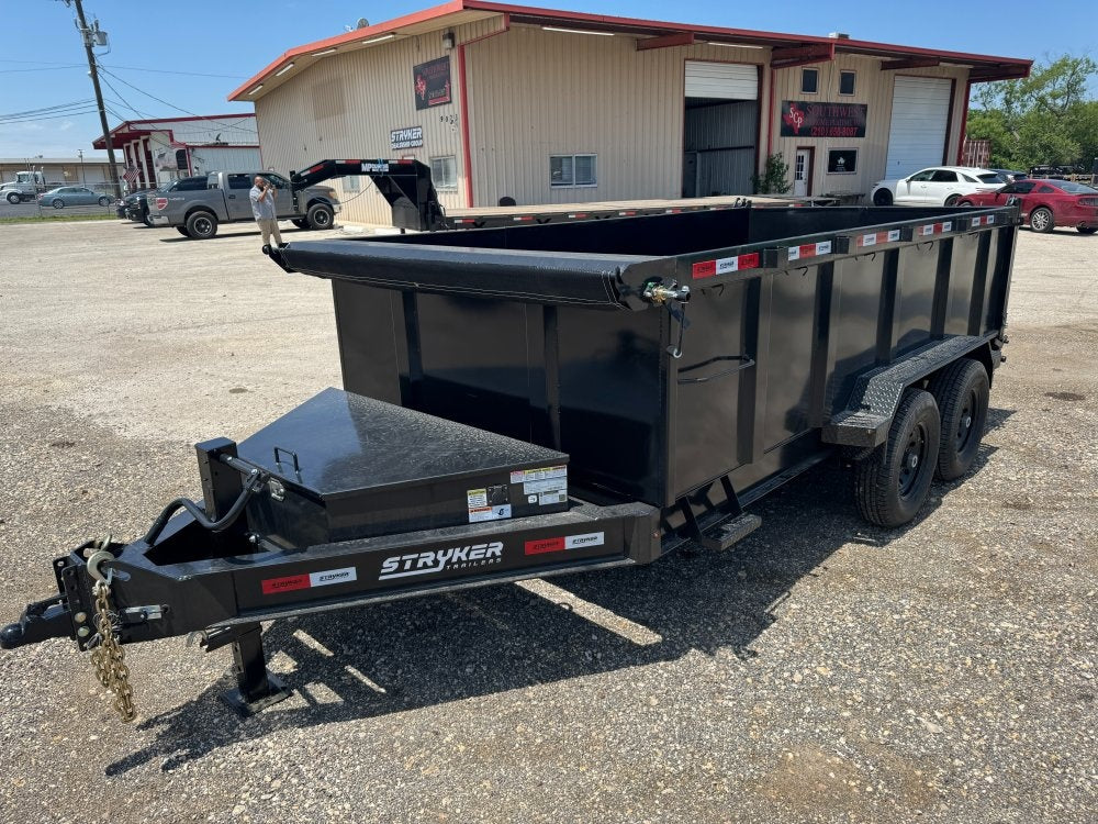 14' SDT Dump Trailer 36" Side Walls - 521 Scissor Lift - 3 Way Gate - Dump Trailers - Stryker Dealership Group