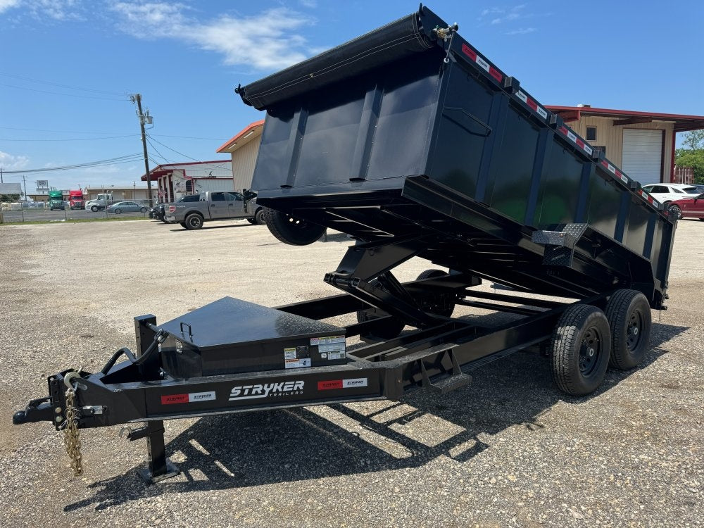 14' SDT Dump Trailer 36" Side Walls - 521 Scissor Lift - 3 Way Gate - Dump Trailers - Stryker Dealership Group