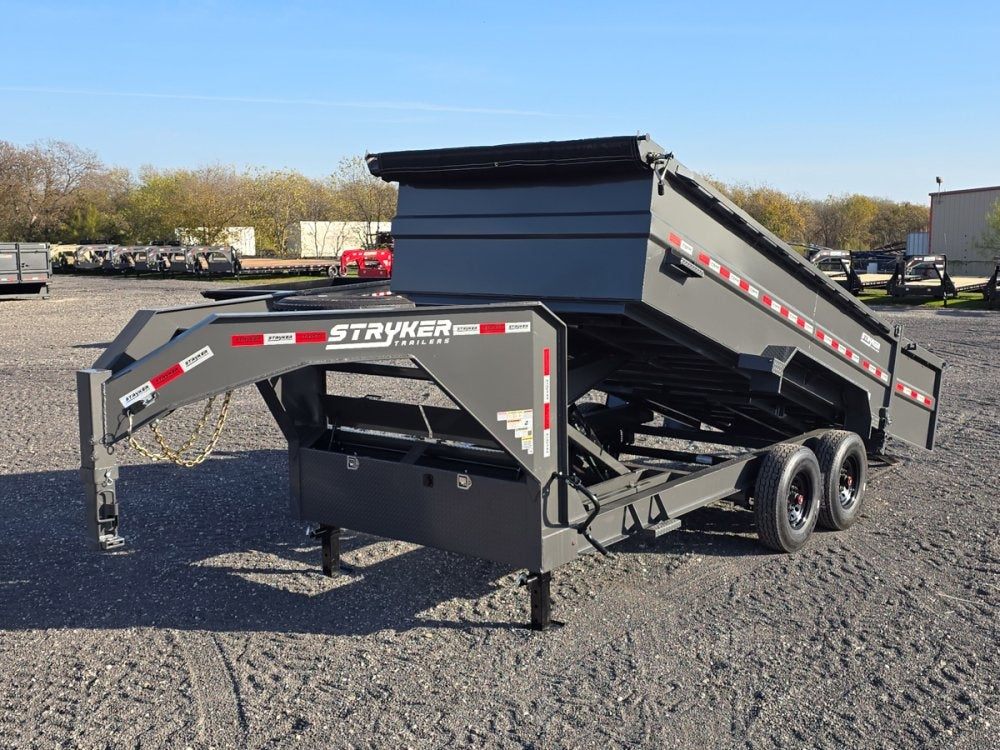14' Stryker SDT Gooseneck Dump Trailer 36" Side Walls - (2) 8k Axles - Dump Trailers/DT2 Contractor - Stryker Dealership Group