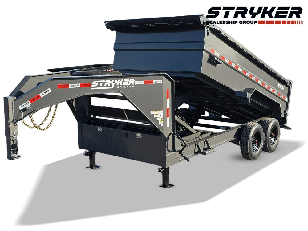 14' Stryker SDT Gooseneck Dump Trailer 36" Side Walls - (2) 8k Axles - Dump Trailers/DT2 Contractor - Stryker Dealership Group