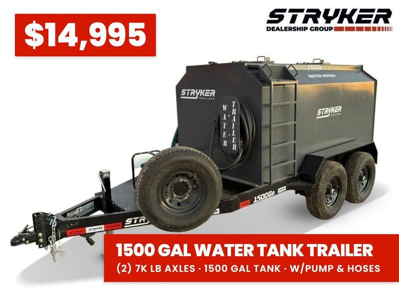1500 Gallon Water Tank Trailer with Pump and Hose 614 - Stryker Dealership Group