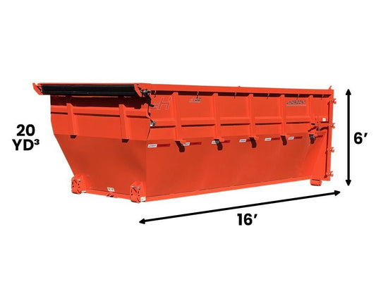 16' HDZ Roll Off Bin 6' Walls - Orange - Stryker Dealership Group