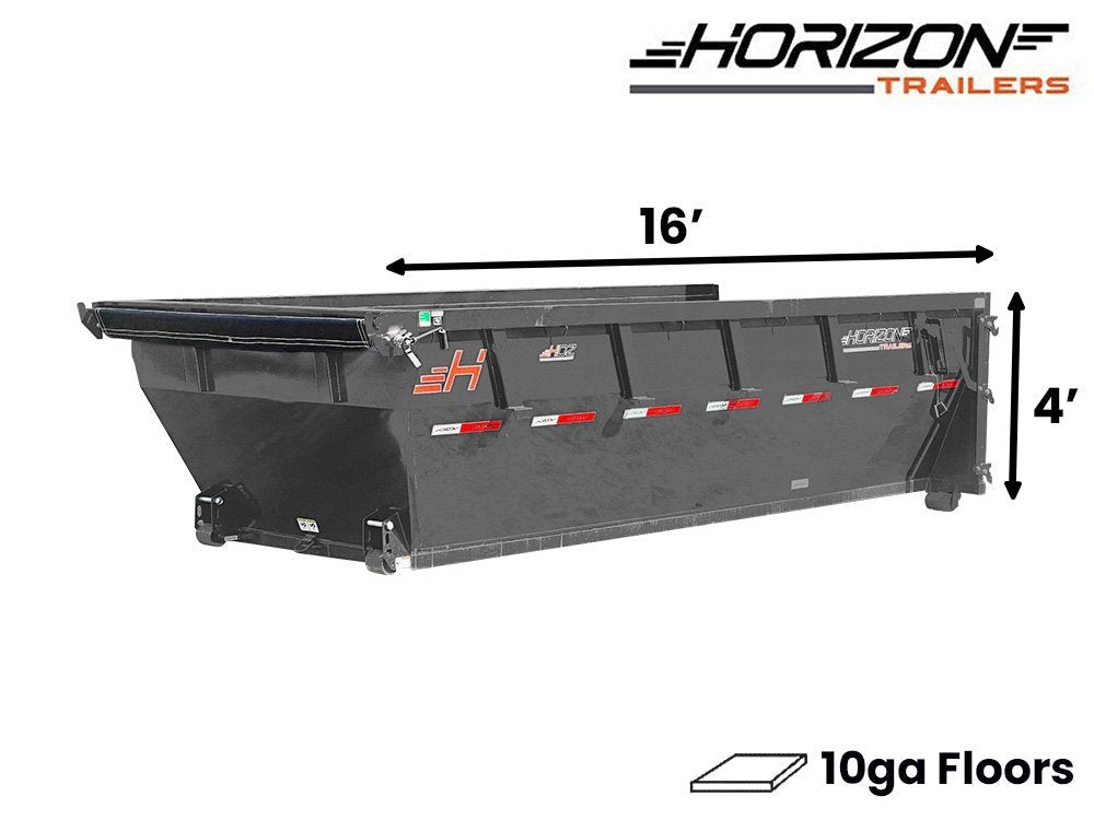 16' Horizon HDZ Roll Off Bin 4' Wall + Tarp 011176 - Stryker Dealership Group