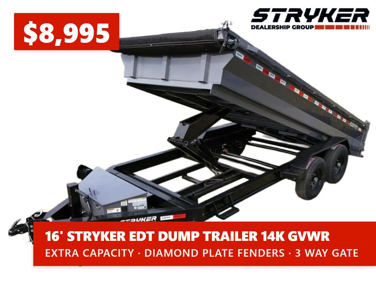 16' Stryker EDT Bumper Pull Dump Trailer 20" Side Walls - (2) 7k Axles 003883 - Stryker Dealership Group