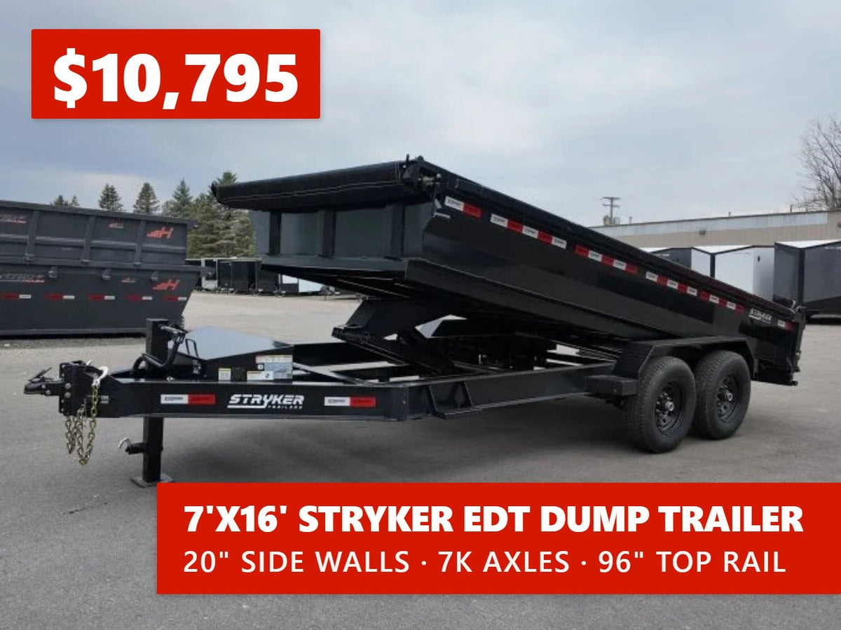 16' Stryker EDT Bumper Pull Dump Trailer 20" Side Walls - (2) 7k Axles 004041 - Stryker Dealership Group