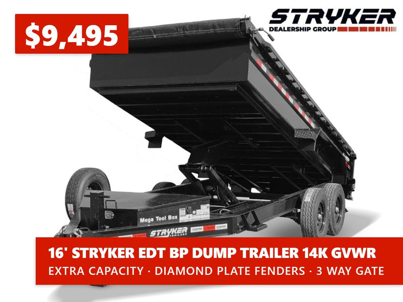 16' Stryker SDT Bumper Pull Dump Trailer 24" Side Walls - (2) 7k Axles 003777 - Stryker Dealership Group
