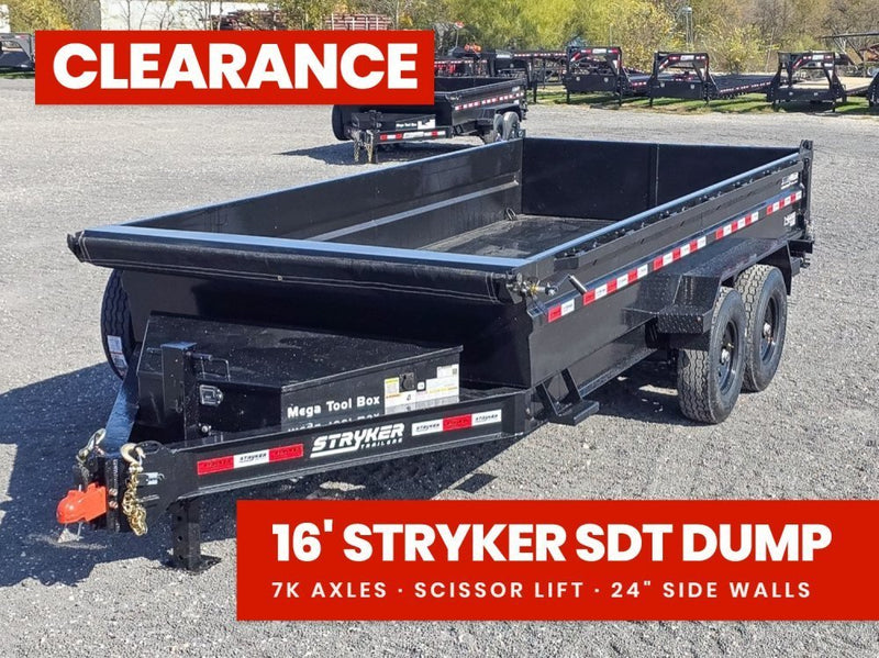 16' Stryker SDT Bumper Pull Dump Trailer 24" Side Walls - (2) 7k Axles 003777 - Stryker Dealership Group