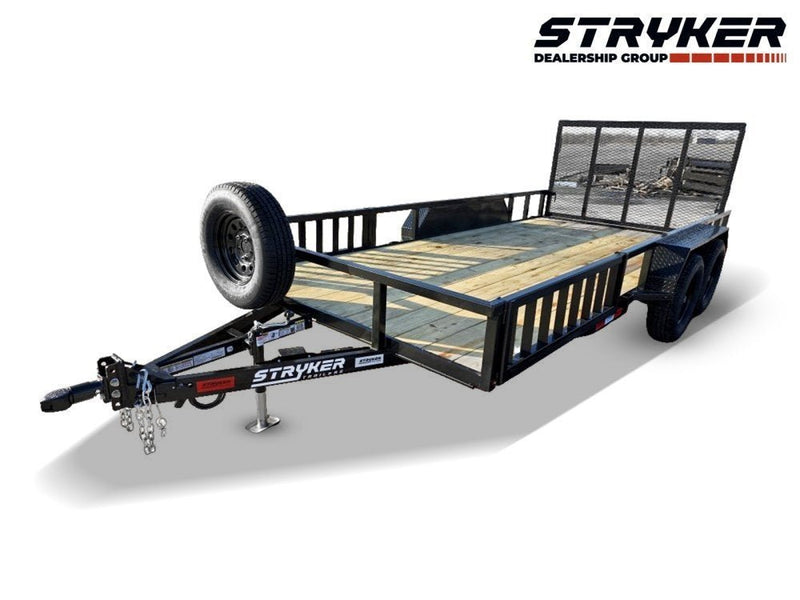 16' Utility Trailer (2) 3.5K Axles, 77" Wide, Side Ramps and 4' Gate 004069 - Stryker Dealership Group