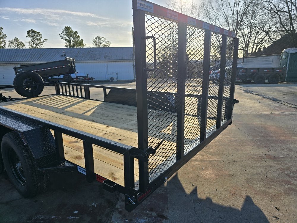 16' Utility Trailer (2) 3.5K Axles, 77" Wide, Side Ramps and 4' Gate 004069 - Stryker Dealership Group