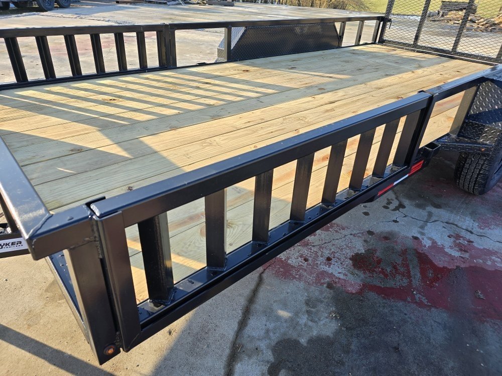 16' Utility Trailer (2) 3.5K Axles, 77" Wide, Side Ramps and 4' Gate 004069 - Stryker Dealership Group