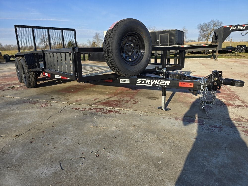 16' Utility Trailer (2) 3.5K Axles, 77" Wide, Side Ramps and 4' Gate 004070 - Stryker Dealership Group