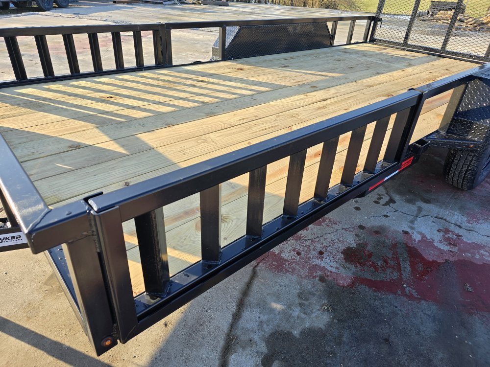 16' Utility Trailer (2) 3.5K Axles, 77" Wide, Side Ramps and 4' Gate 3763 - Stryker Dealership Group