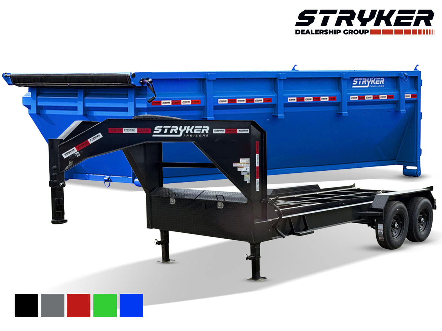 Stryker 16' GN Roll Off Bundle (2) 7k Axles + Bin 4' Walls R1GN16