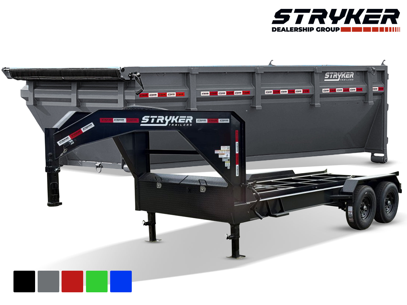 Stryker 16' GN Roll Off Bundle (2) 7k Axles + Bin 4' Walls R1GN16