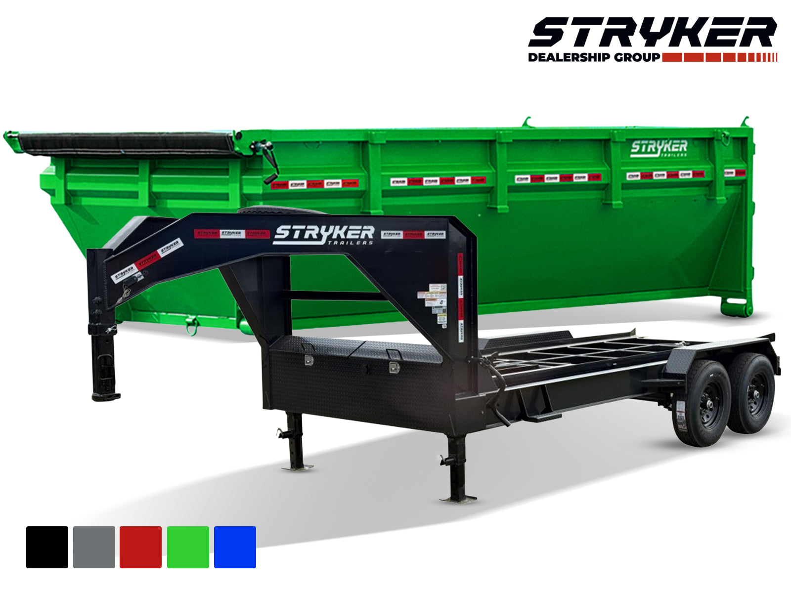 Stryker 16' GN Roll Off Bundle (2) 7k Axles + Bin 4' Walls R1GN16