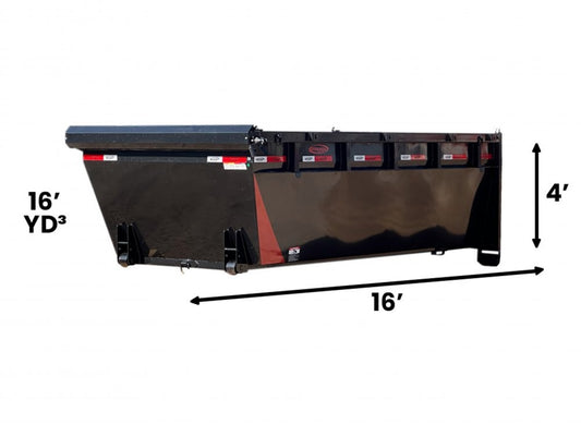 16' DH Roll Off Bin 4' Walls - Black - #9848-04 - 16x4 Bin/Roll Off Bin - Stryker Dealership Group