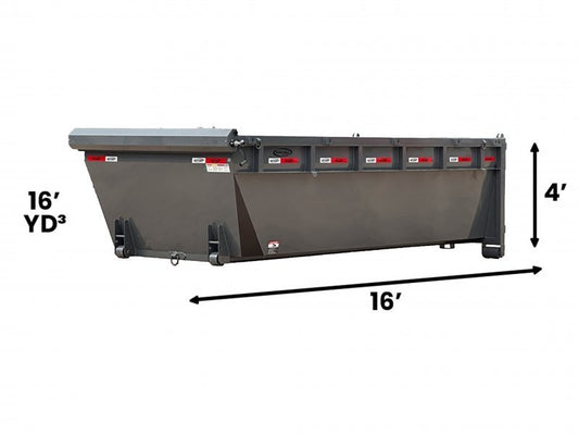 16' DH Roll Off Bin 4' Walls - Charcoal - #9031-17 - 16x4 Bin/Roll Off Bin - Stryker Dealership Group