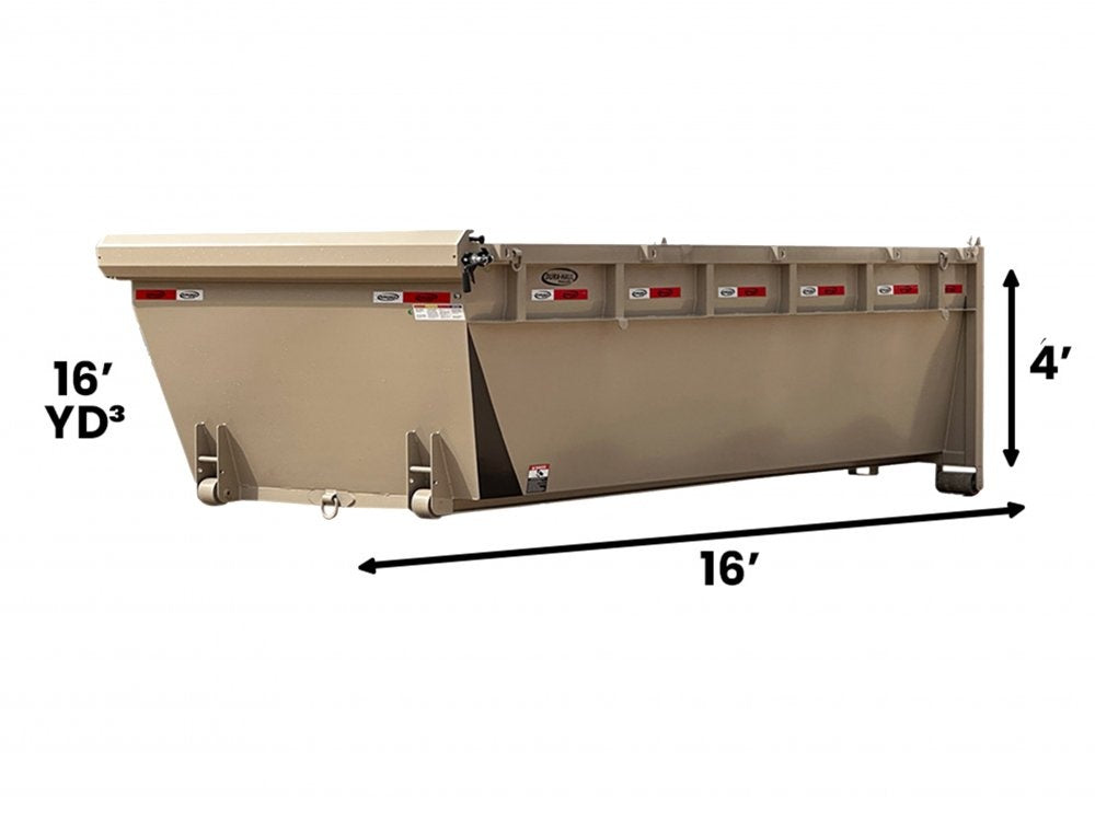 16' DH Roll Off Bin 4' Walls - Desert Tan - #9031-25 - 16x4 Bin/Roll Off Bin - Stryker Dealership Group