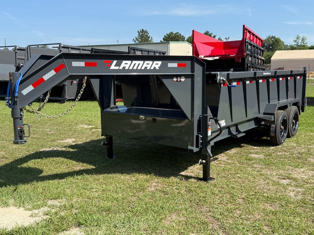 16' DT GN Dump 36" Sides - 8K Axles - Telescopic Lift - Dump Trailers - Stryker Dealership Group