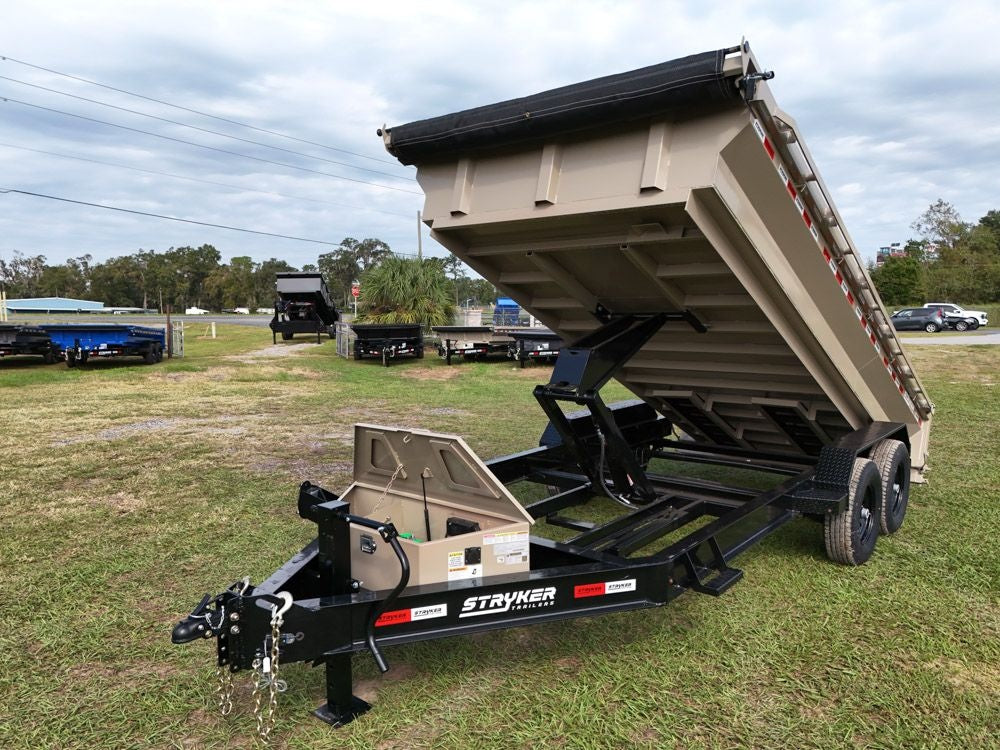 16' EDT Dump Trailer 20" Side Walls - 10 ga Floor - 521 Scissor Lift - 3 Way Gate 002112 - Dump Trailers - Stryker Dealership Group