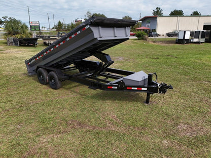 16' EDT Dump Trailer 20" Side Walls - 10 ga Floor - 521 Scissor Lift - 3 Way Gate 002113 - Dump Trailers - Stryker Dealership Group