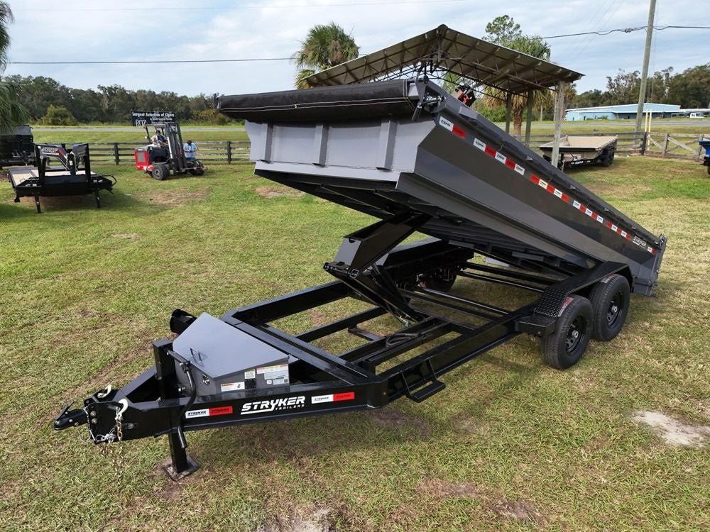 16' EDT Dump Trailer 20" Side Walls - 10 ga Floor - 521 Scissor Lift - 3 Way Gate 002113 - Dump Trailers - Stryker Dealership Group