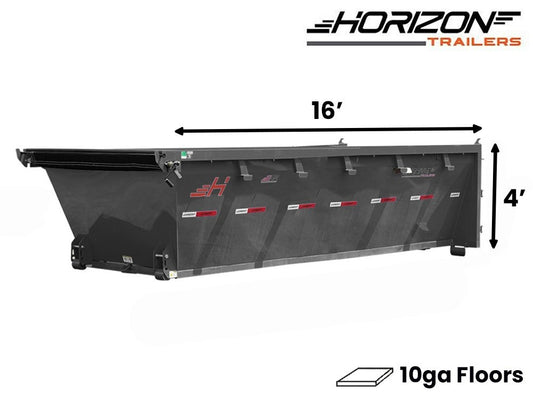 16' EDZ Roll Off Bin 4' Walls - Ash Gray - #EDZ0006151 - 16x4 Bin/Roll Off Bin - Stryker Dealership Group