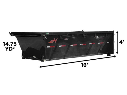 16' EDZ Roll Off Bin 4' Walls - Black - #EDZ0006054 - 16x4 Bin/Roll Off Bin - Stryker Dealership Group