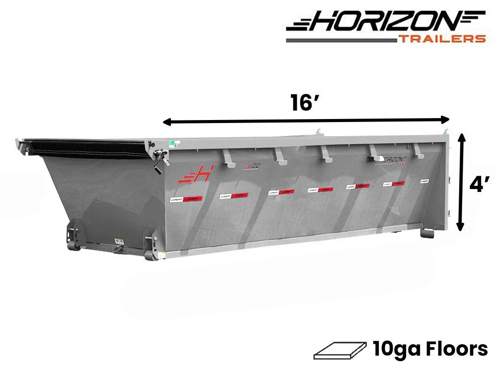 16' EDZ Roll Off Bin 4' Walls - Cloud Gray - #EDZ0006524 - 16x4 Bin/Roll Off Bin - Stryker Dealership Group
