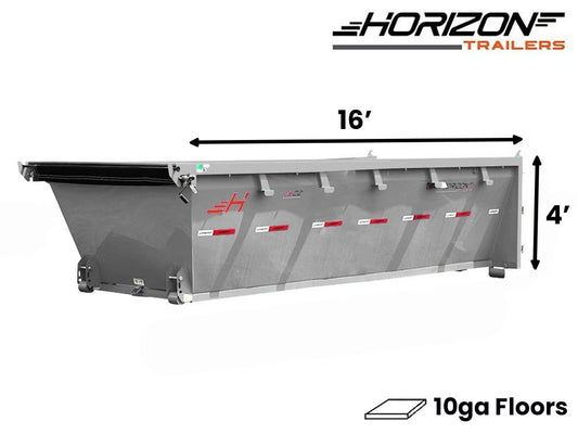 16' EDZ Roll Off Bin 4' Walls - Cloud Gray - #EDZ0006524 - 16x4 Bin/Roll Off Bin - Stryker Dealership Group