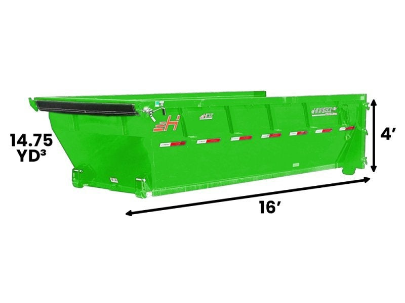 16' HDZ Roll Off Bin 4' Wall + Tarp - Lime Green - #HDZ0006839 - 16x4 Bin/Roll Off Bin - Stryker Dealership Group