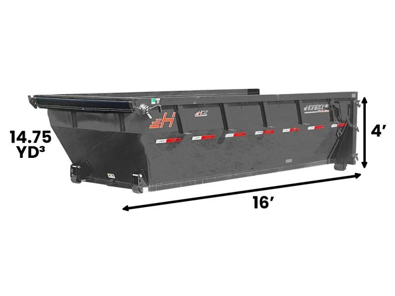 16' HDZ Roll Off Bin 4' Walls - Ash Gray - #HDZ0005958 - 16x4 Bin/Roll Off Bin - Stryker Dealership Group