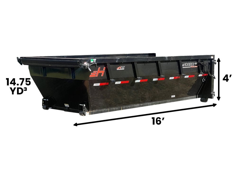 16' HDZ Roll Off Bin 4' Walls - Black - #HDZ0005218 - 16x4 Bin/Roll Off Bin - Stryker Dealership Group