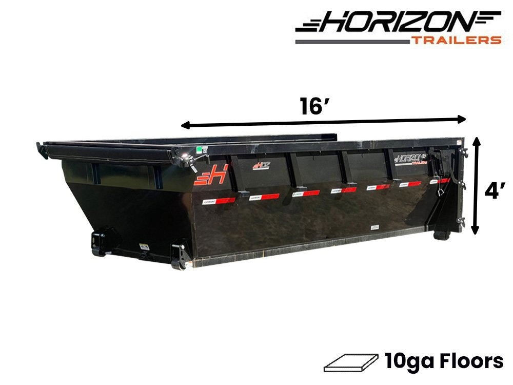 16' HDZ Roll Off Bin 4' Walls - Black - #HDZ0005945 - 16x4 Bin/Roll Off Bin - Stryker Dealership Group