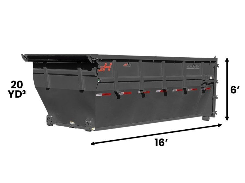 16' HDZ Roll Off Bin 6' Walls - Ash Gray - #HDZ0006660 - 16x6 Bin/Roll Off Bin - Stryker Dealership Group