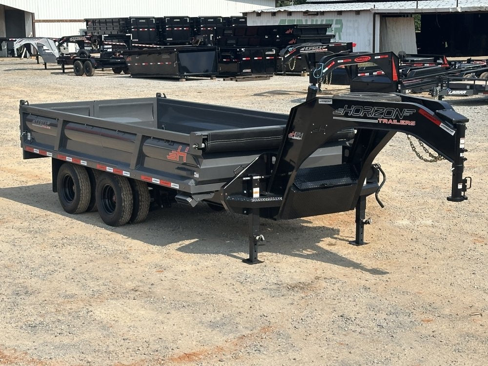 16' HZH GN Dump Trailer w/ 2' Walls (2) 12k Axles, 3-Way Door, Tarp - Dump Trailers - Stryker Dealership Group