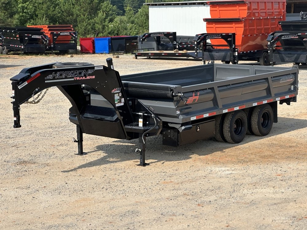 16' HZH GN Dump Trailer w/ 2' Walls (2) 12k Axles, 3-Way Door, Tarp - Dump Trailers - Stryker Dealership Group